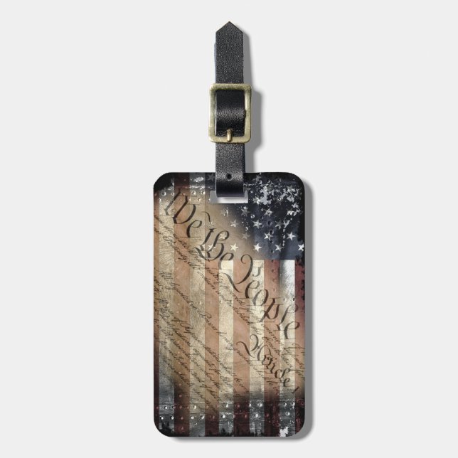 WE THE PEOPLE AMERICAN FLAG TRAVEL LUGGAGE TAG (Front Vertical)
