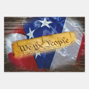 We The People American Flag Wrapping Paper Sheet