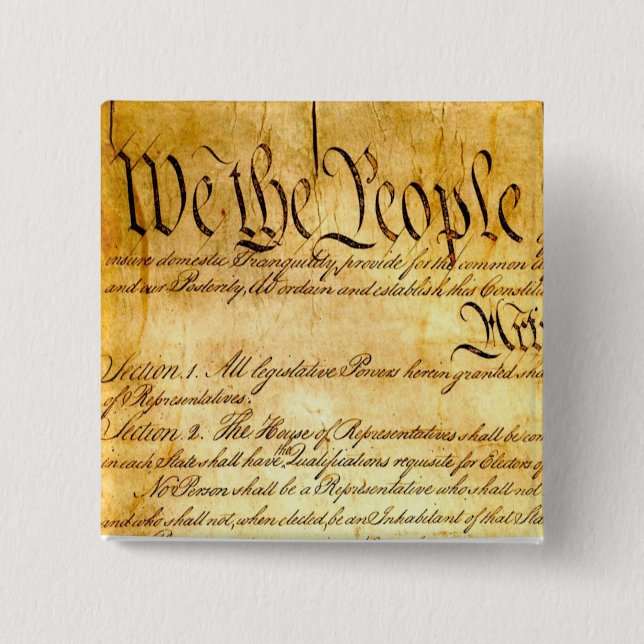 We the People - Constitution 2 Inch Square Button (Front)