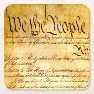 We the People - Constitution Square Paper Coaster