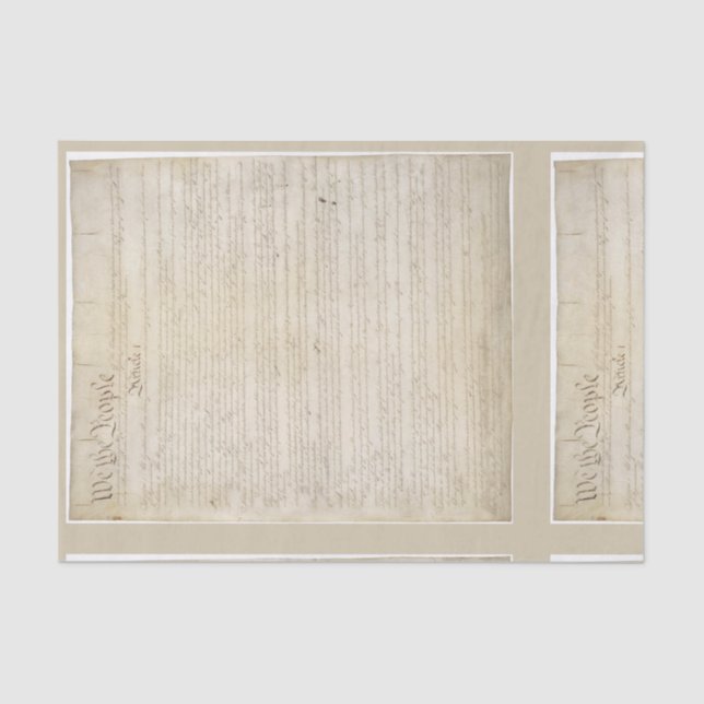 We the People Constitution Vintage Decoupage Tissue Paper (Front)