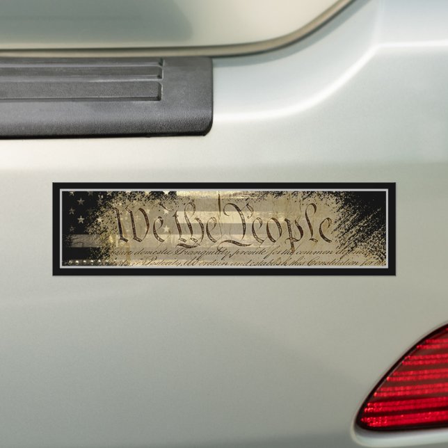 WE THE PEOPLE Desert Tan Industrial American Flag Bumper Sticker (On Car)