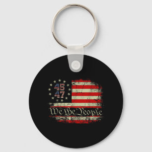 We The People Distressed Retro Flag 45 47 Trump Su Keychain