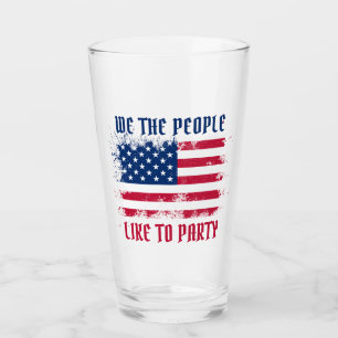 We the people Funny Distressed USA Flag July 4th Glass