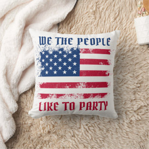 We the people Funny Distressed USA Flag July 4th Throw Pillow