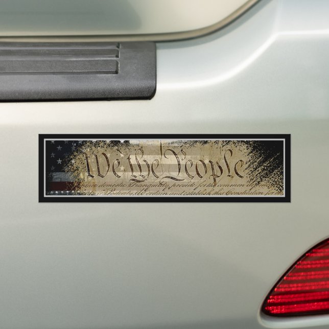 WE THE PEOPLE Industrial American Flag Bumper Sticker (On Car)