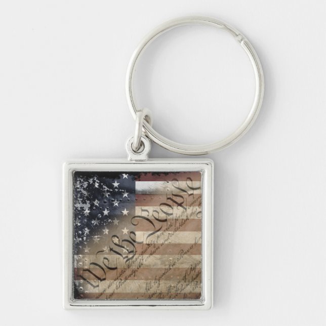 We The People Industrial American Flag Keychain (Front)