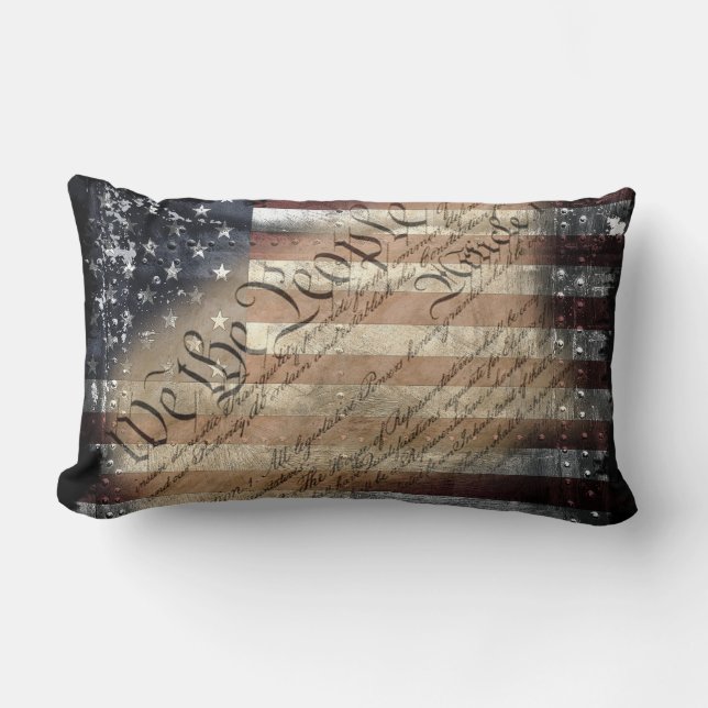 We The People Industrial American Flag Pillow (Front)