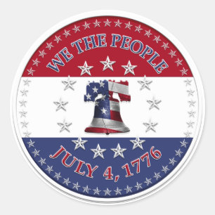 We The People July 4 1776 Bell with 13 & 50 Stars Classic Round Sticker