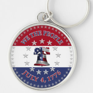 We The People July 4 1776 Bell with 13 & 50 Stars Keychain