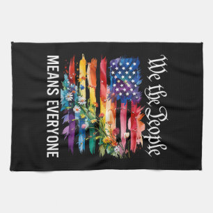 We The People Means Everyone Rainbow LGBT Gay Lesb Kitchen Towel