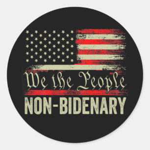 We The People Non Vintage US America Flag  Classic Round Sticker