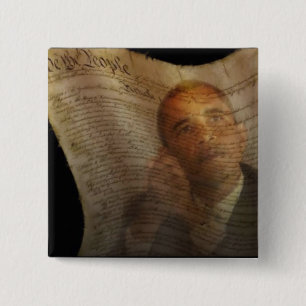 We The People Obama Oil Painting 2 Inch Square Button