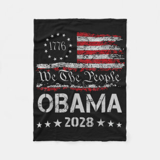 We The People Obama President 2028 Vintage Us Flag Fleece Blanket