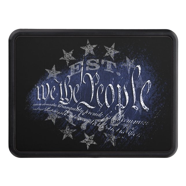 WE THE PEOPLE Patriotic Industrial American Flag Trailer Hitch Cover (Front)