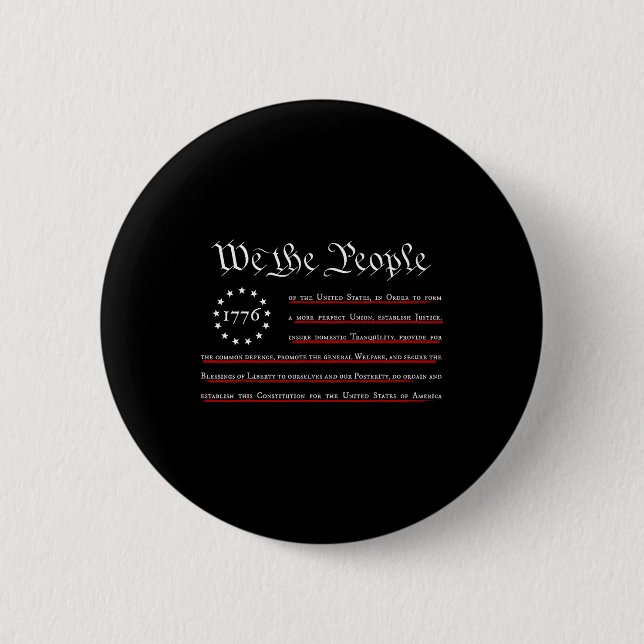 We The People Preamble Us Constitution 4th Of July 2 Inch Round Button (Front)