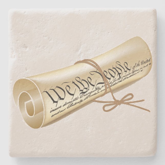 We the people scroll stone coaster (Front)