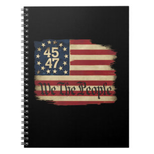We The People Trump 45 47 Distressed Vintage Flag Notebook