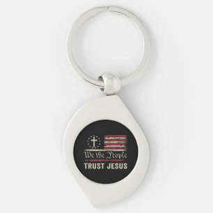 We The People Trust Jesus - USA Flag Christian Pat Keychain