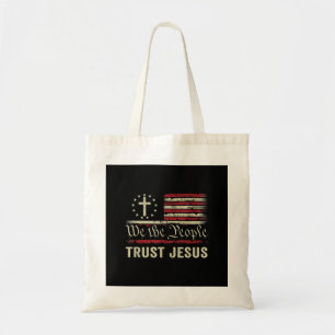 We The People Trust Jesus - USA Flag Christian Pat Tote Bag