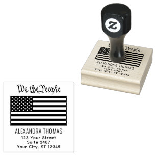 #We the People USA American Flag Name Address Rubber Stamp