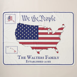 We the People USA Stars & Stripes Map Family Nm #2 Sherpa Blanket