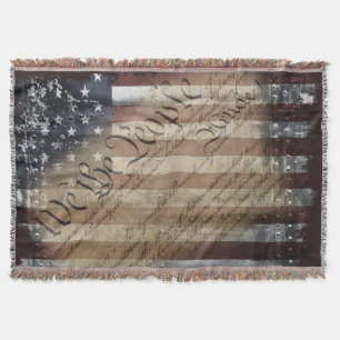 We The People Vintage American Flag Throw Blanket