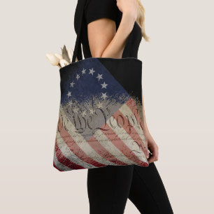 WE THE PEOPLE Vintage Betsy Ross American Flag Tote Bag