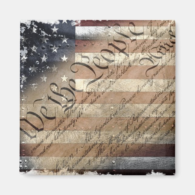 WE THE PEOPLE VINTAGE INDUSTRIAL USA FLAG magnet (Front)