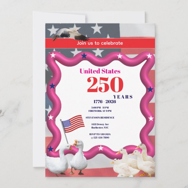 We The Silly Geese 250th Funny Celebration Invitation (Front)