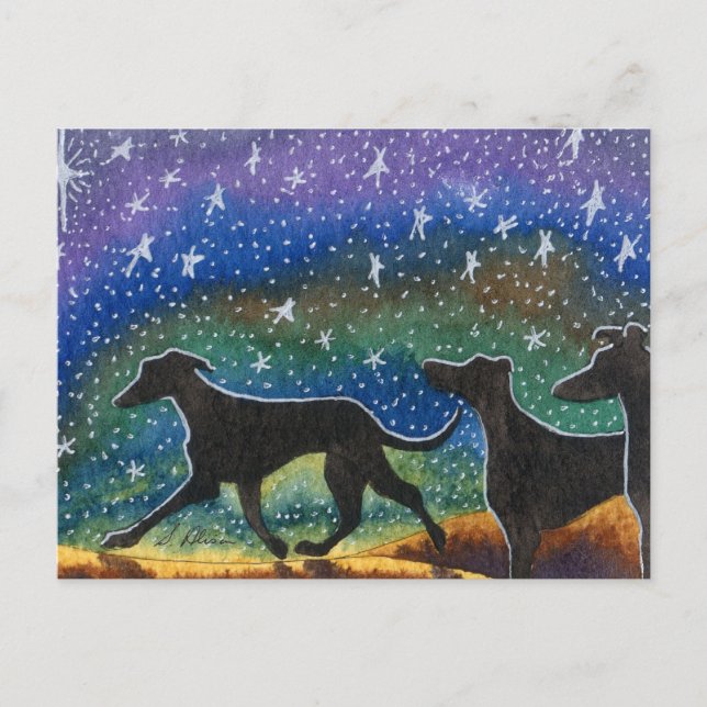 We three greyhound dogs postcard (Front)