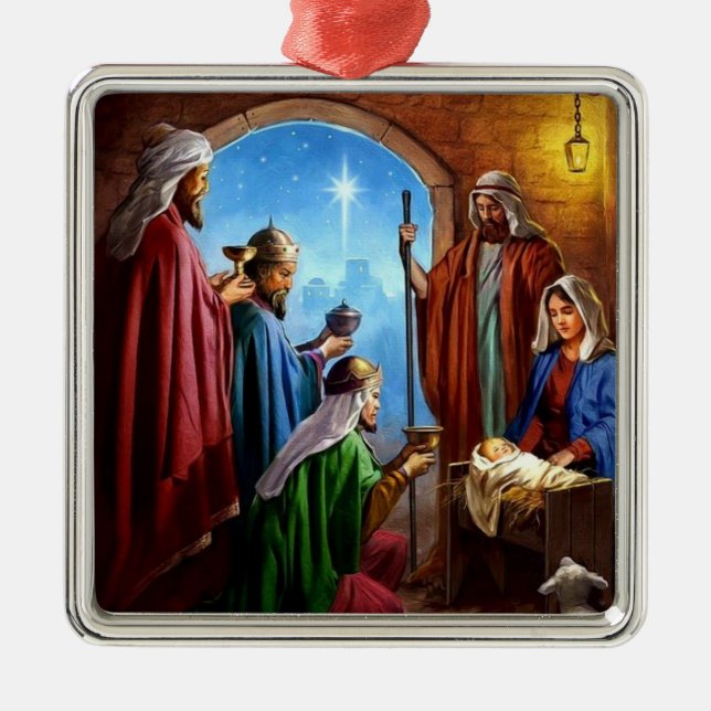 We Three Kings Nativity  Metal Ornament (Front)