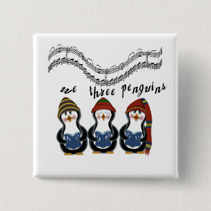 We Three Penguins Holiday Tshirts and Gifts 2 Inch Square Button