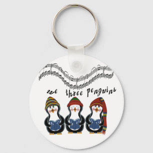 We Three Penguins Holiday Tshirts and Gifts Keychain