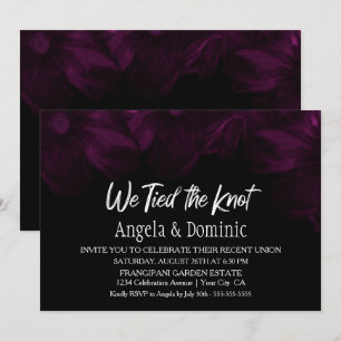 We Tied the Knot Black Pink Floral Reception Invitation