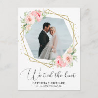 We Tied The Knot Blush Floral Eloped Announcement