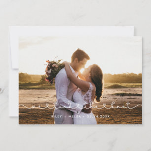 We tied the knot Cute connecting heart font photo Announcement