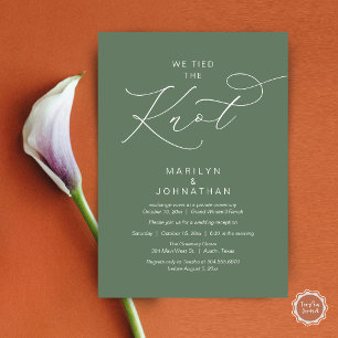 We tied the knot, Elopement Reception Dinner Invitation