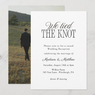 We Tied the Knot Elopement Wedding Reception Invitation