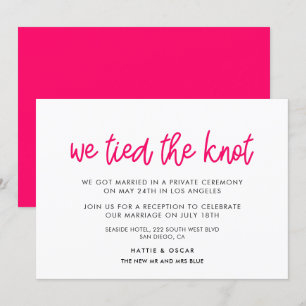 We tied the knot Modern calligraphy announcement