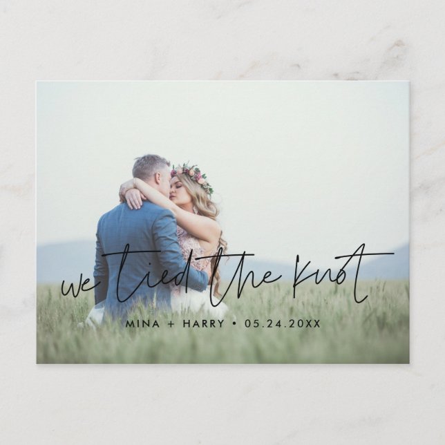 We tied the knot Modern design photo Postcard (Front)