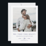 We Tied the Knot Modern Photo Elopement Wedding  Announcement<br><div class="desc">This simple, elegant modern photo wedding elopement announcement flat card template features your names and details beneath your photo. It looks great with either sharp or rounded corners, try both looks in editing mode to see which grabs you! The text and text elements on both sides is an elegant medium...</div>