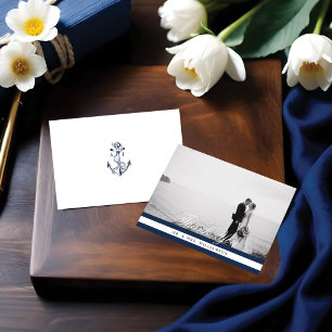 We Tied The Knot Nautical Navy & White Save The Date