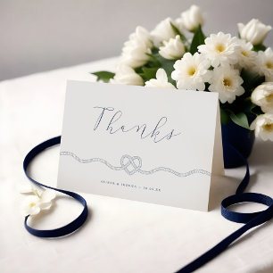 We Tied The Knot Nautical Navy & White Thank You