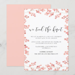We tied the knot Pink floral wedding announcement