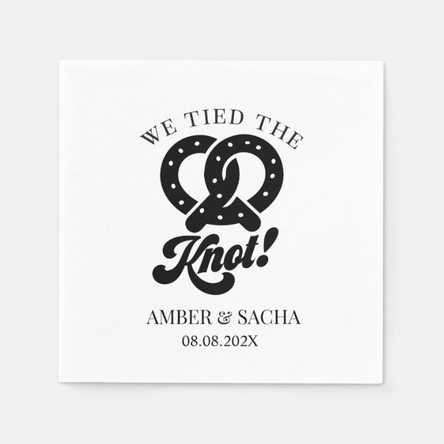 We Tied The Knot Pretzel Wedding Napkin (Front)