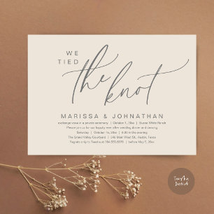 We Tied The Knot Romantic Wedding Elopement Dinner Invitation