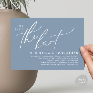 We Tied The Knot Romantic Wedding Elopement Dinner Invitation