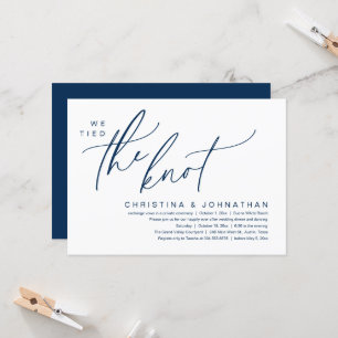 We Tied The Knot Romantic Wedding Elopement Dinner Invitation