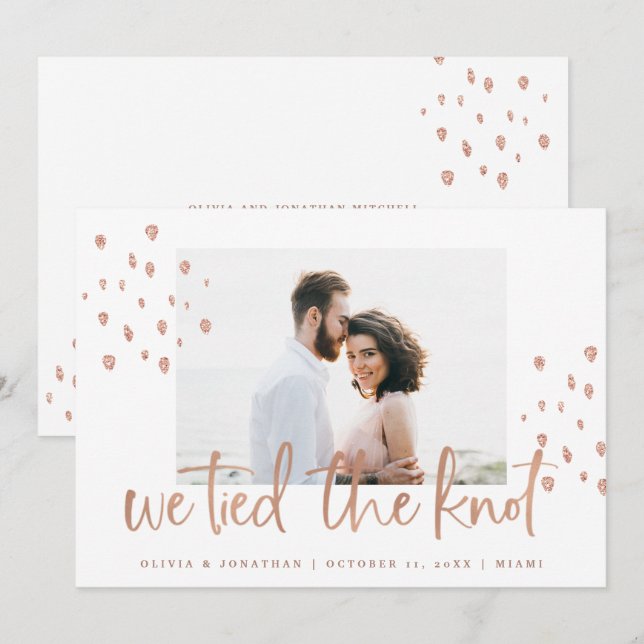 We Tied the Knot | Rose Gold Wedding Announcement (Front/Back)